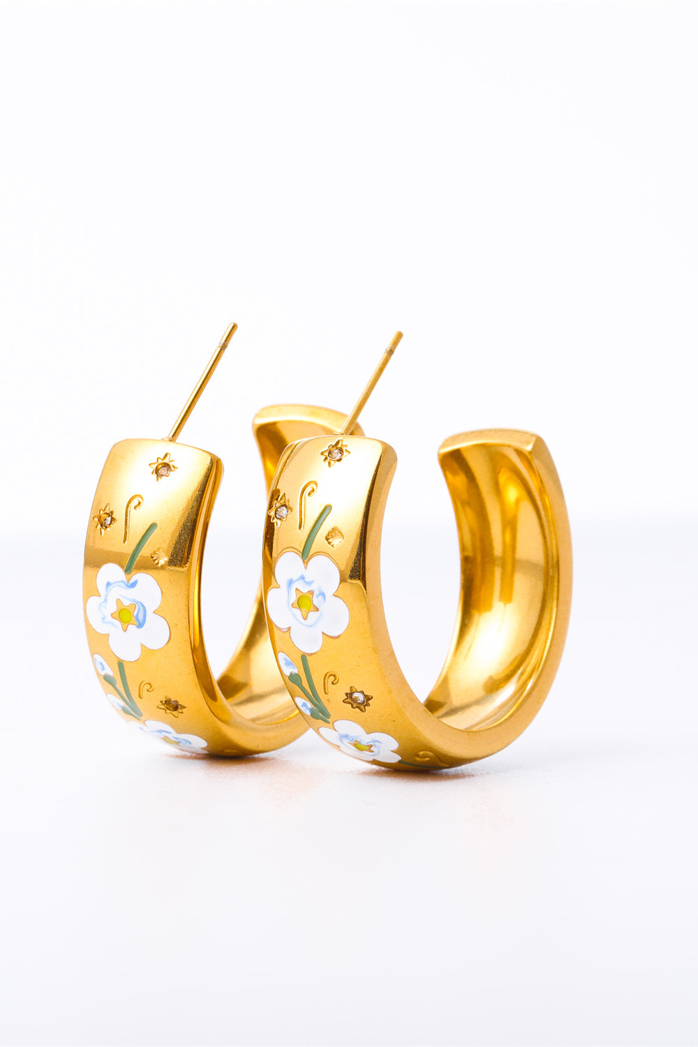 Stainless Steel 18K Gold Plated Ring Shape C-Hoop Earrings