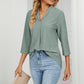 Full Size Eyelet Three-Quarter Sleeve Blouse