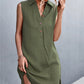 Women's Buttoned Johnny Collar Sleeveless Dress