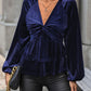Twisted Layered Plunge Raglan Sleeve Blouse