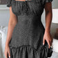 Printed Off-Shoulder Ruffle Hem Dress