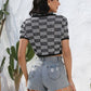 Plaid Button Up Short Sleeve Cardigan