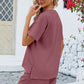 Adryane Jay Notched Button Detail Dropped Shoulder Top and Shorts Set