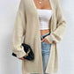Open Front Dropped Shoulder Slit Cardigan