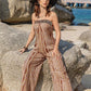 Tied Printed Tube Wide Leg Jumpsuit