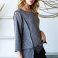Reborn J Boat Neck Exposed Seam Slit Top