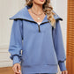 Half Zip Lantern Sleeve Sweatshirt