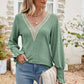 Pretty Purples Eyelet V-Neck Smocked Flounce Sleeve Blouse