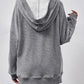 V-Neck Drop Shoulder Long Sleeve Hoodie