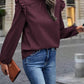 Full Size Mock Neck Ruffle Shoulder Blouse