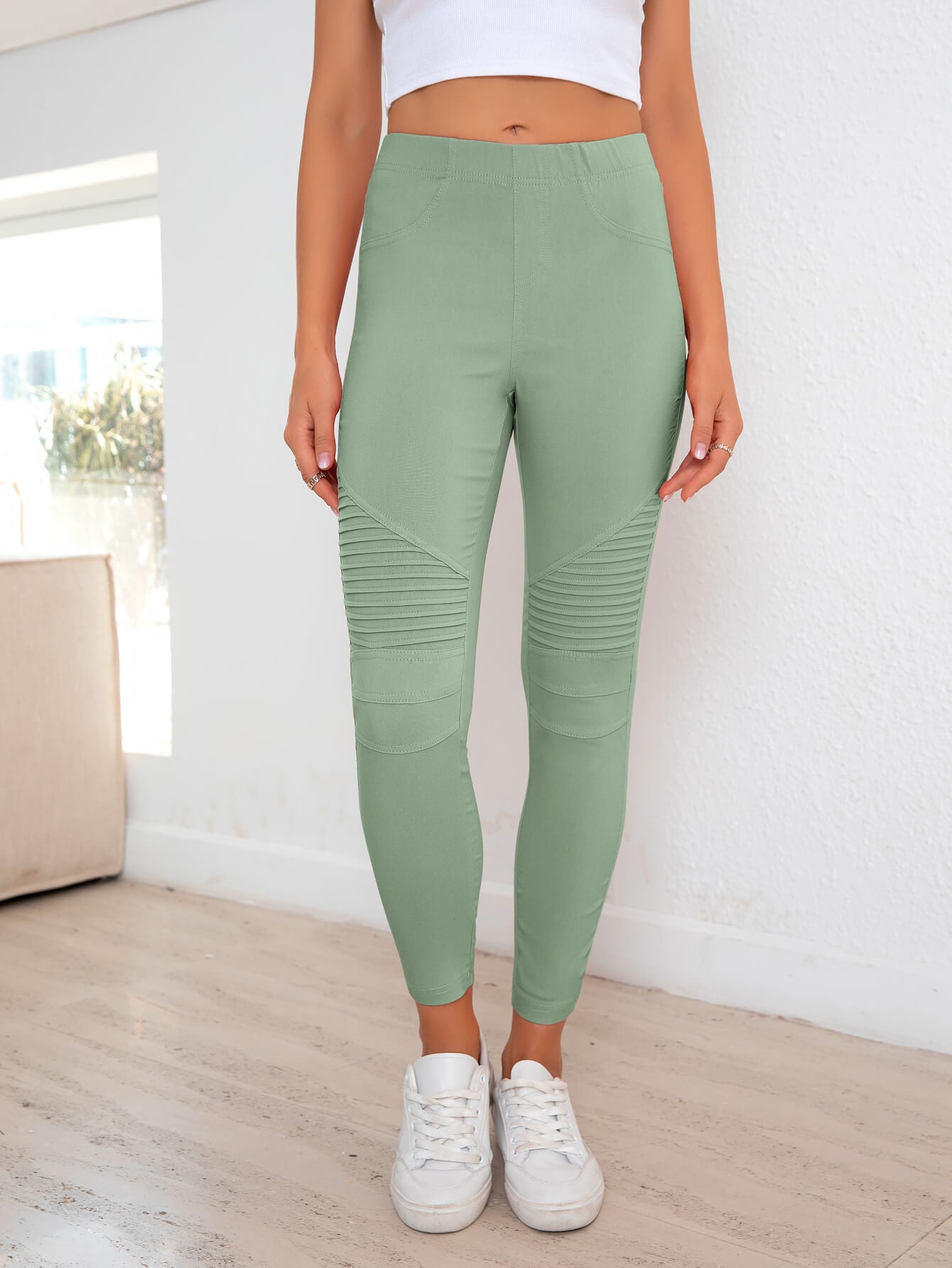 QUINN AMIR Ribbed Detail Leggings