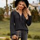 Full Size Puff Sleeve Ruffle Trim Blouse
