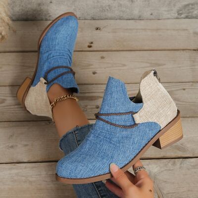 Savannah Contrast Canvas Low Heel Boots