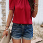 Ruched Mock Neck Short Sleeve Blouse