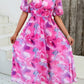 Larissa Bea Smocked Printed V-Neck Short Sleeve Dress