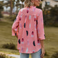 Full Size Printed Roll-Tab Sleeve Notched Neck Blouse