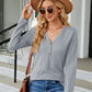 Full Size Cable-Knit Long Sleeve V-Neck T-Shirt