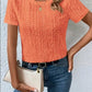 Eyelet Round Neck Short Sleeve T-Shirt
