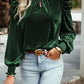 Women's Ava Tie Up Mock Neck Velvet Fabric Long Sleeve Blouse