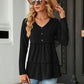 Full Size Long Sleeve V-Neck Cable-Knit Blouse