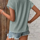 Eyelet V-Neck Short Sleeve T-Shirt