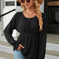 Round Neck Flounce Sleeve Blouse