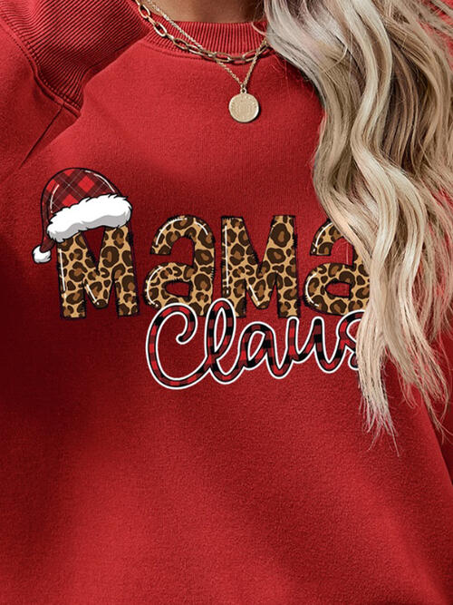 Christmas Themed Round Neck Letter Graphic Long Sleeve Sweatshirt