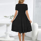 Smocked Tie Front Short Sleeve Tiered Dress