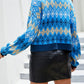 Geometric Button Up Dropped Shoulder Cardigan