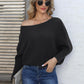 Full Size Horizontal Ribbing Dolman Sleeve Sweater