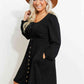 Full Size Scoop Neck Empire Waist Long Sleeve Mini Dress