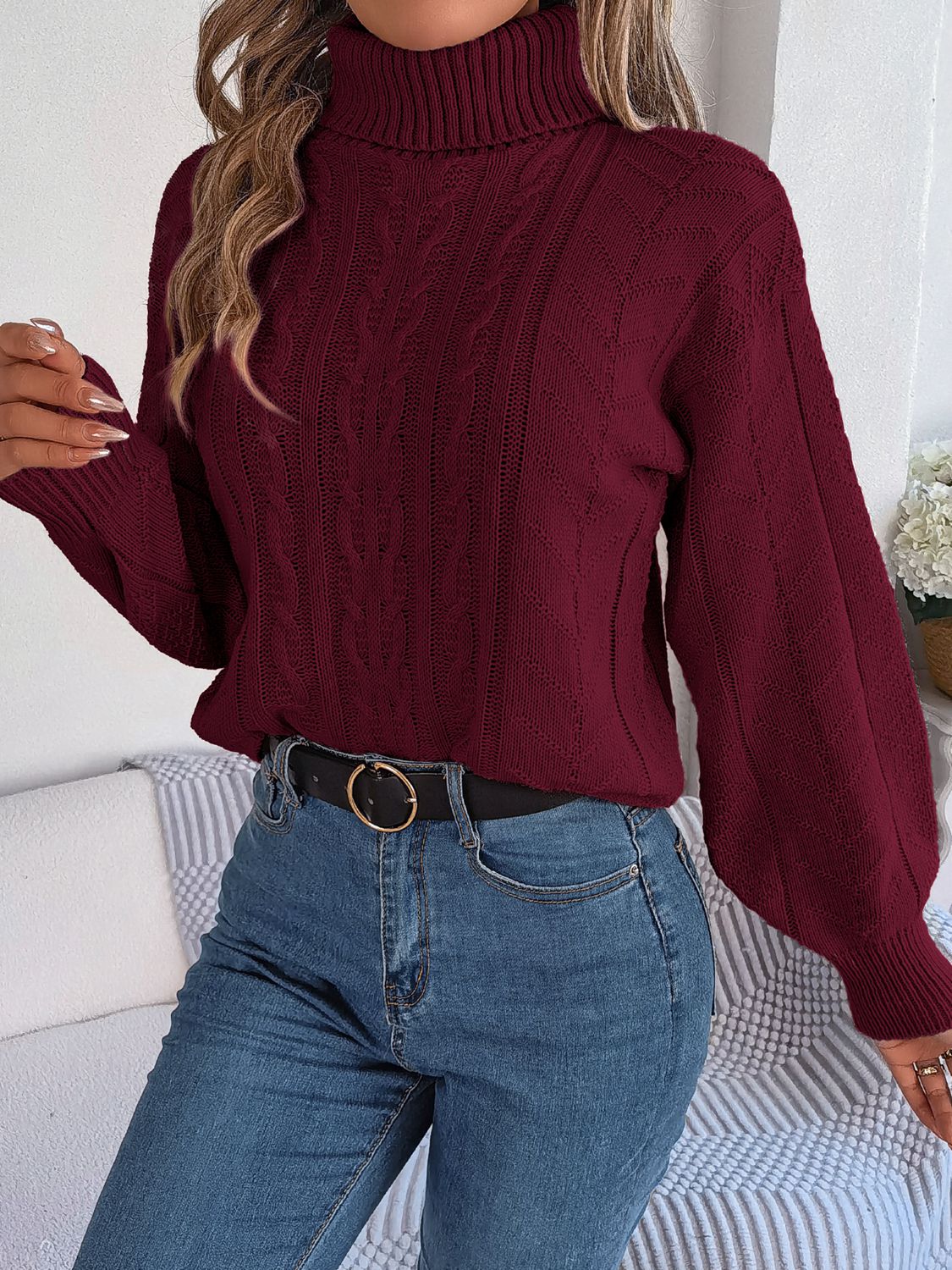 Hannah Lea Cable-Knit Turtleneck Sweater 🦋