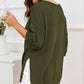 Rolled Round Neck Dropped Shoulder Slit Sweater