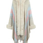One Size Color Block Fringe Detail Poncho