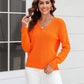 Malibu Dreams Adelisa & Yehn Ribbed V-Neck Dropped Shoulder Knit Top