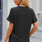 Eyelet Notched Short Sleeve T-Shirt