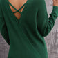 Woven Right Crisscross Back Waffle-Knit Sweater