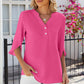 Notched Half Button T-Shirt