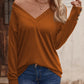 Full Size V-Neck Long Sleeve Top
