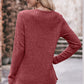 Full Size Ribbed Round Neck Buttoned Long Sleeve Tee