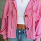 Love Cozy Stuff Ribbed Collared Neck Button Up Jacket