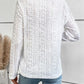 Openwork Half Button Long Sleeve Blouse