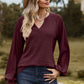 Full Size Notched Neck Raglan Sleeve Blouse
