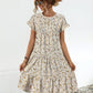 Frill Floral Round Neck Short Sleeve Tiered Dress
