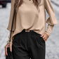Full Size Round Neck Lantern Sleeve Blouse