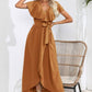 Ruffled Tied V-Neck Midi Dress