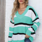 Color Block V-Neck Dropped Shoulder Sweater