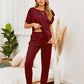Round Neck Top and Pants Lounge Set