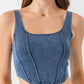 AMIEE LEAH Full Size Seam Detail Cropped Denim Tank