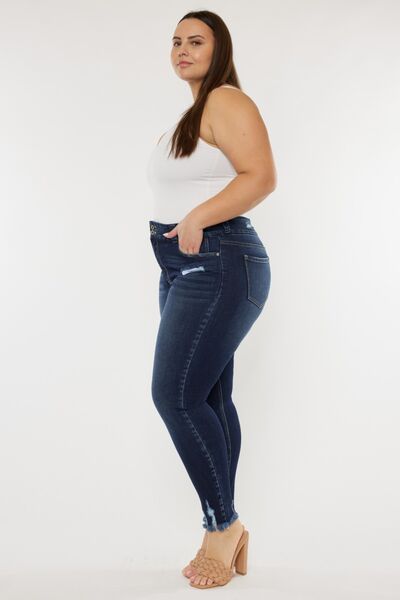 Kancan Full Size Cat's Whiskers Raw Hem High Waist Jeans *